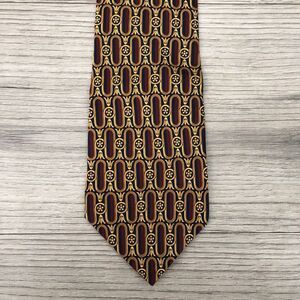 Vintage Paul Fredrick Royal Luxurious Gold Crown Geometric Print Tie Standard